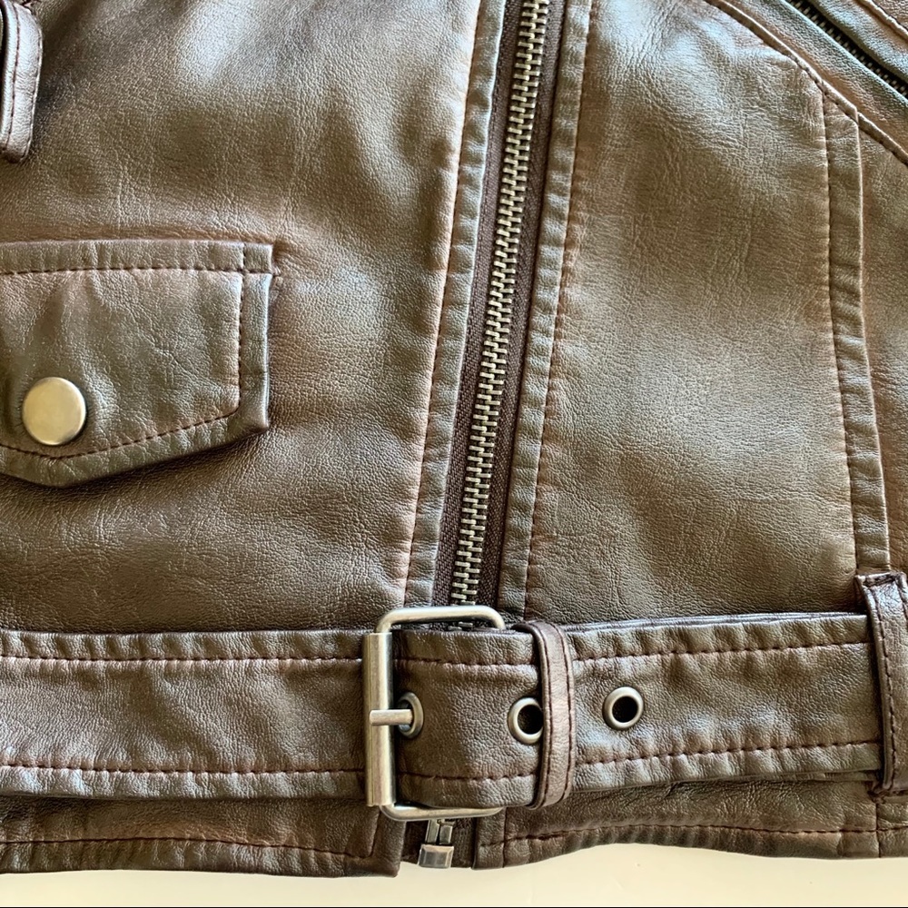 🌸New🌸 Max Studio Faux Leather Moto Jacket Sz L - Picture 8 of 10